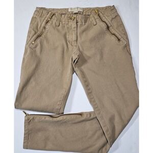 Michael Kors Khaki Tan Ankle Pants Gold Zipper Accents Size 2 JF33F78AH3